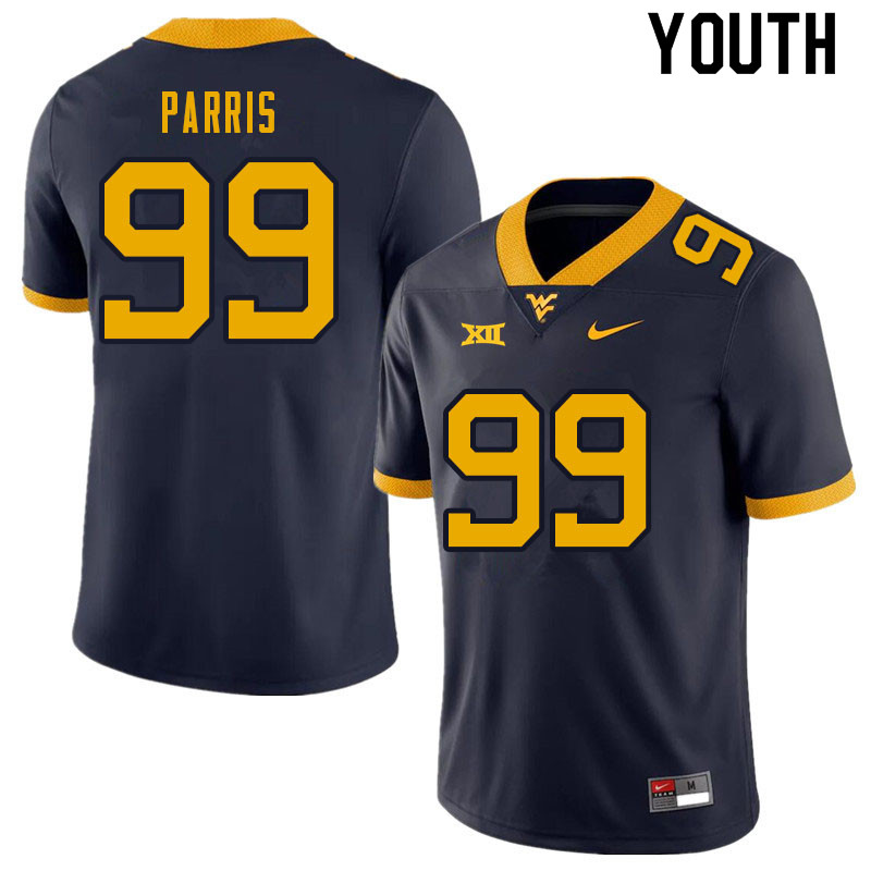 Youth #99 Kaulin Parris West Virginia Mountaineers College Football Jerseys Sale-Navy - Click Image to Close